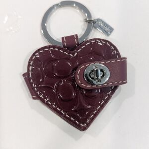 Coach Heart-Shaped Burgundy Keychain